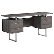 MONARCH SPECIALTIES Computer Desk, Home Office, Laptop, Left, Right Set-up, Storage Drawers, 60"L, Work, Metal, Brown I 7082